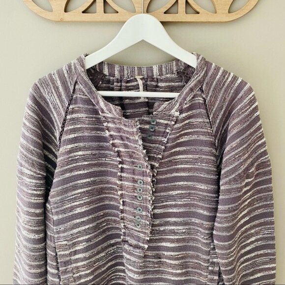 Free People Pullover Long Sleeve Top Gray/Purple Sz Small - Picture 2 of 11